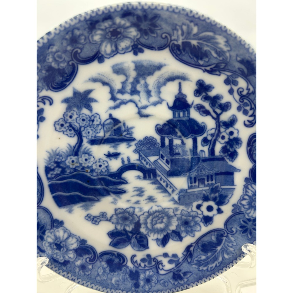 Maruta China Tea Cup and Saucer Set Blue White Willow Occupied Japan Vintage - Picture 4 of 16